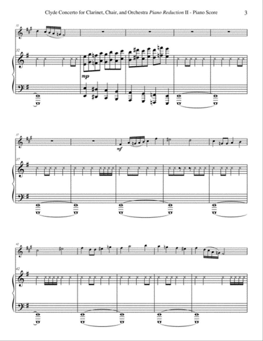 Concerto for Clarinet, Chair, and Orchestra. Piano Reduction. Movement II. Andante. Clarinet Solo scores gallery preview page 5