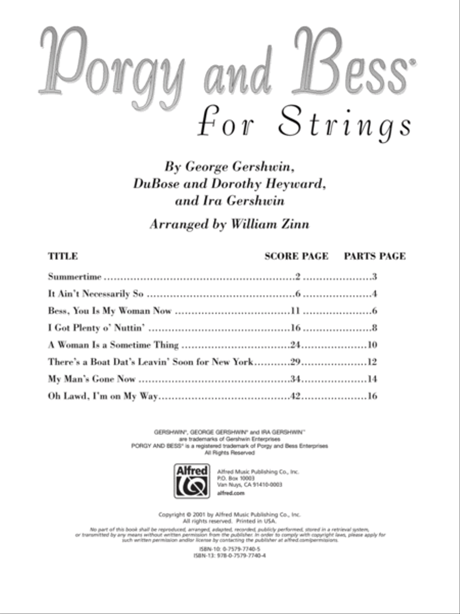 Porgy and Bess for Strings String Orchestra scores gallery preview page 2