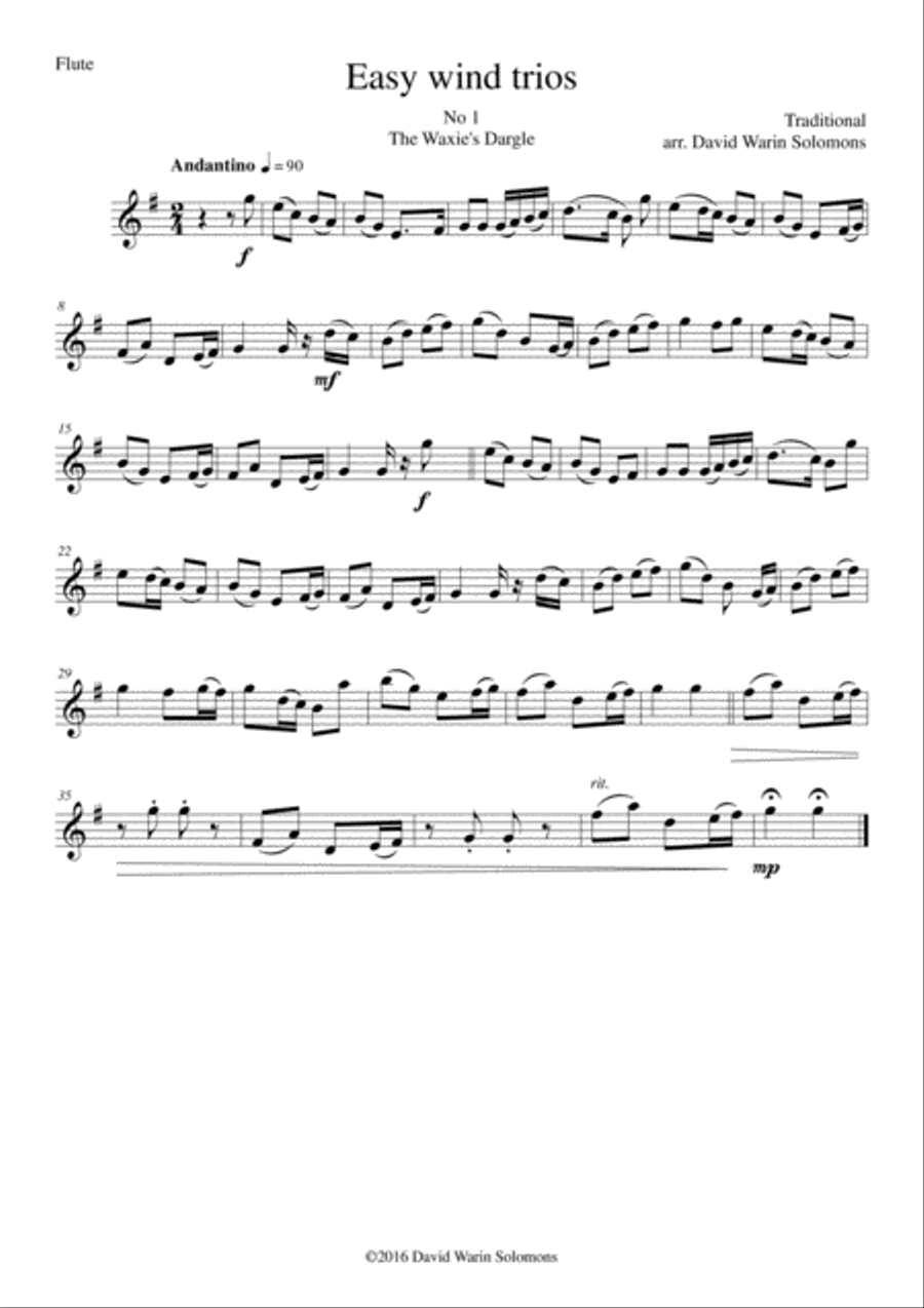 15 easy pieces for wind trio (flute, oboe, bassoon) Woodwind Trio scores gallery preview page 3