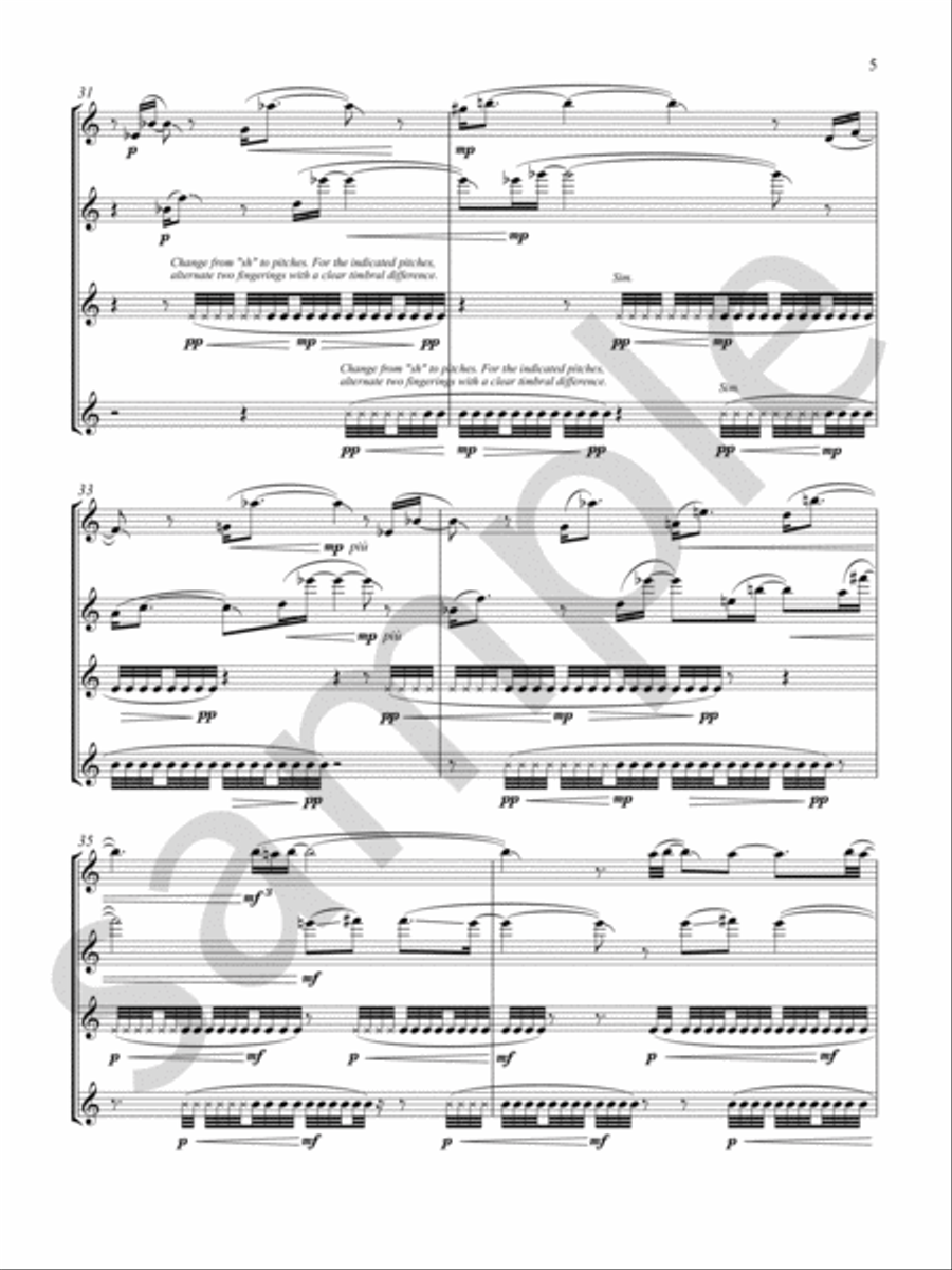 Flight of Icarus Saxophone Quartet scores gallery preview page 5
