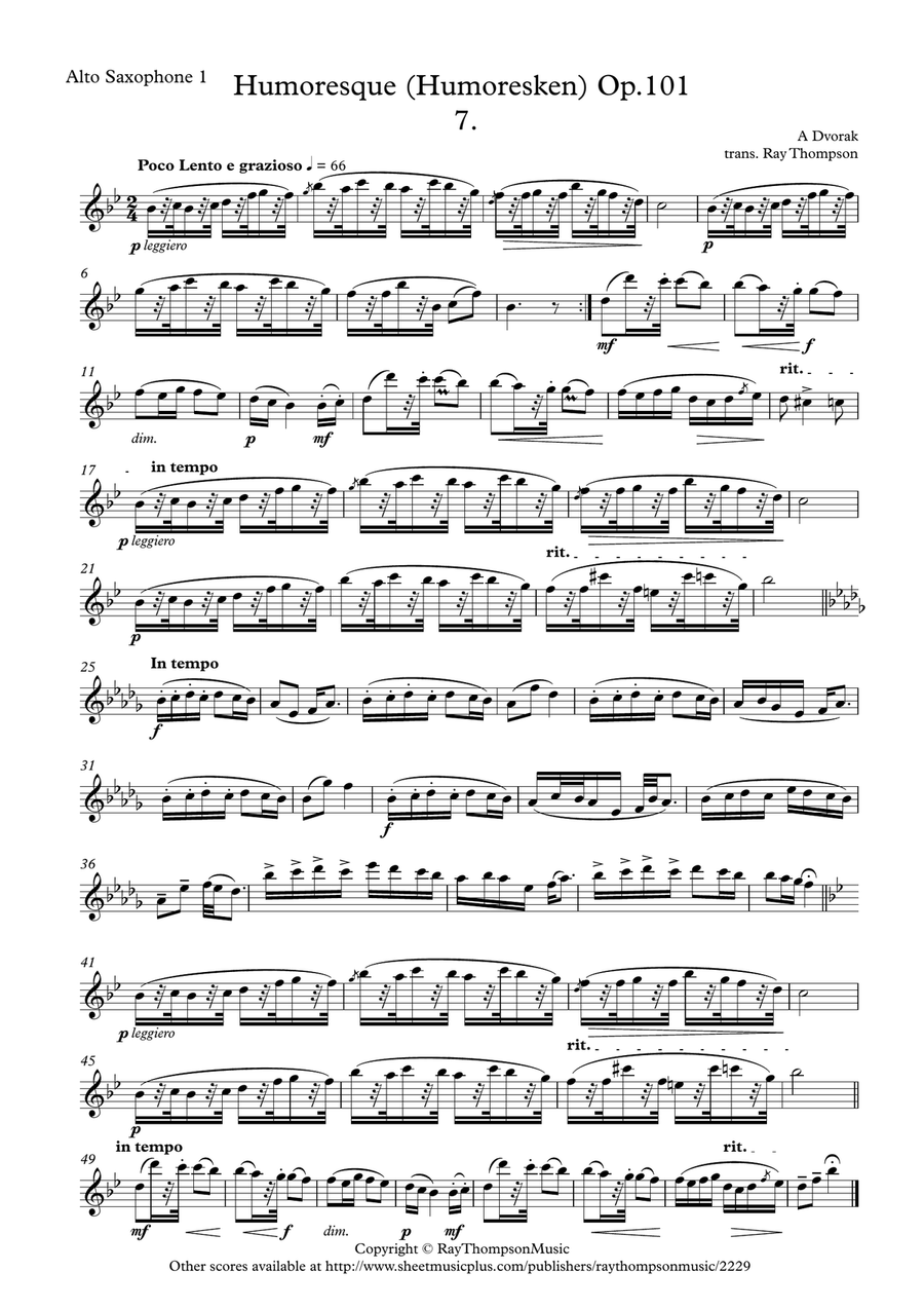 Dvorak: Humoresques Op.101 No.7 - saxophone trio Woodwind Trio scores gallery preview page 3