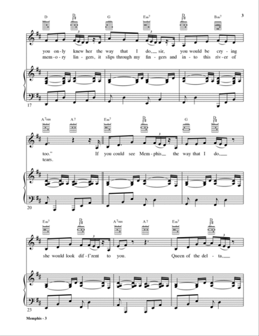 Memphis Piano, Vocal, Guitar scores gallery preview page 3