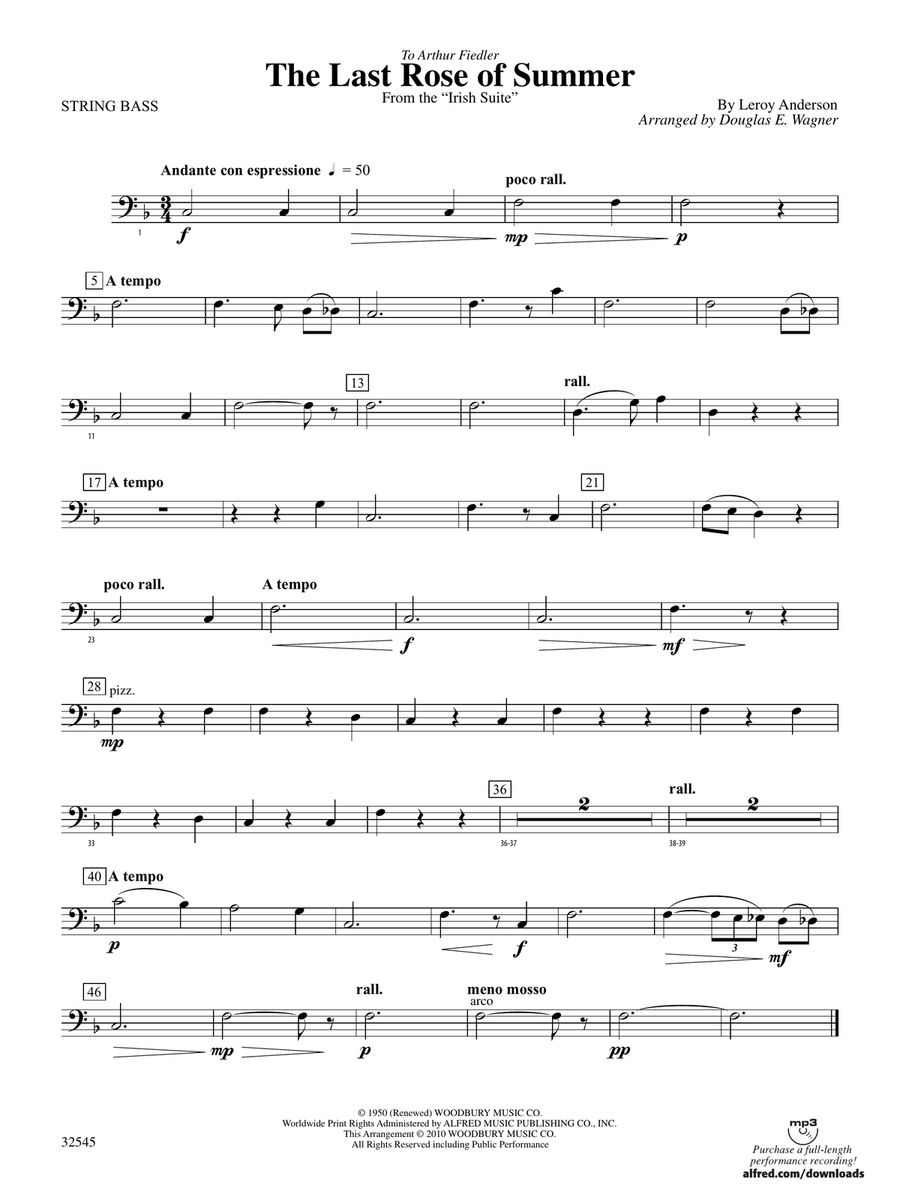 The Last Rose of Summer (from the Irish Suite): String Bass