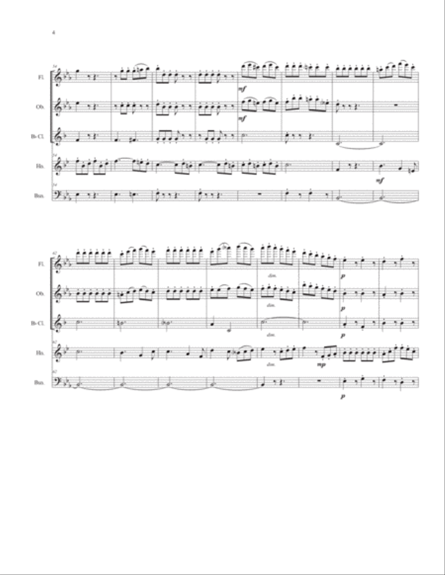 Horn Concerto #4 Finale for Woodwind Quintet Woodwind Quintet scores gallery preview page 6