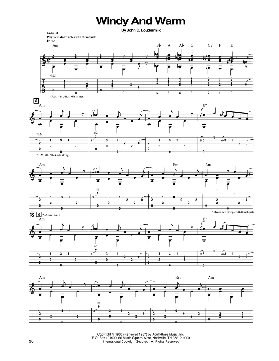 Windy And Warm Acoustic Guitar scores gallery preview page 1