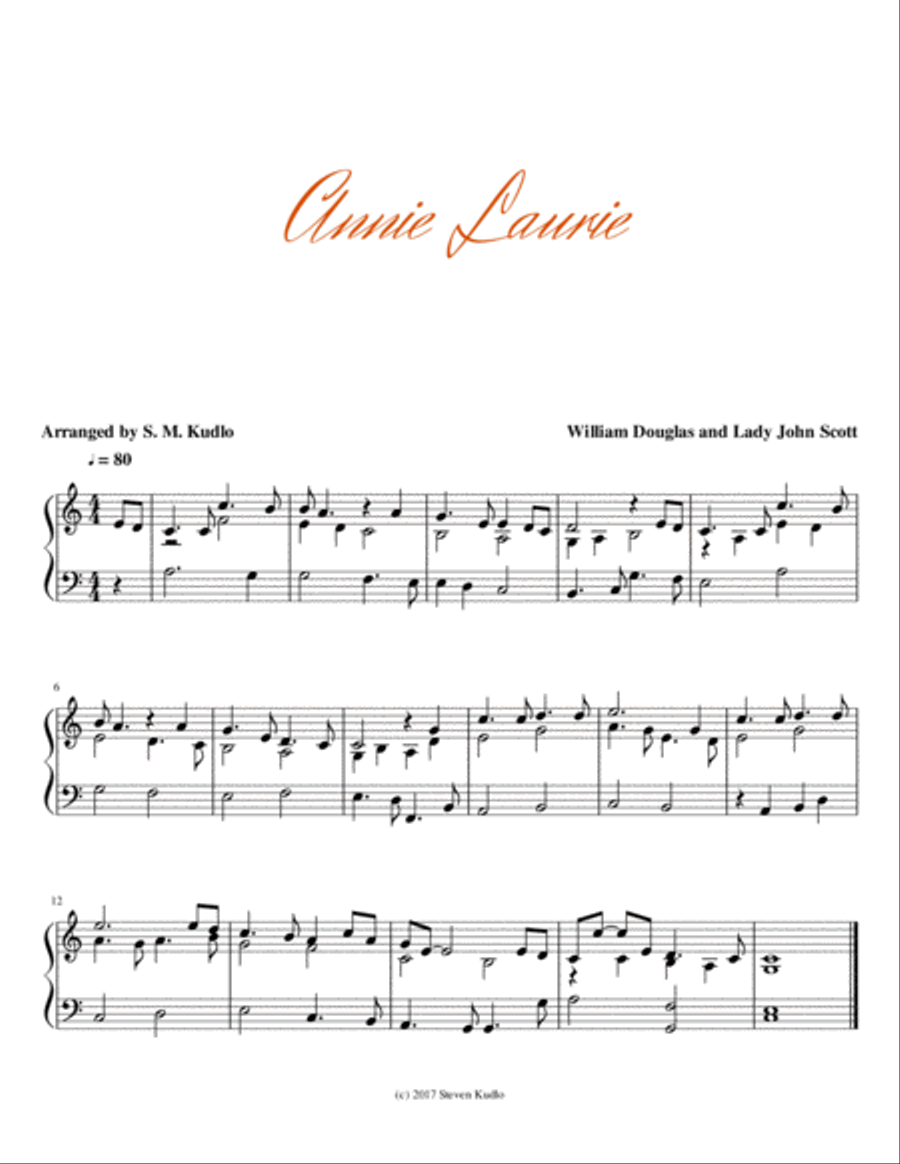 Annie Laurie Piano Solo scores gallery preview page 1