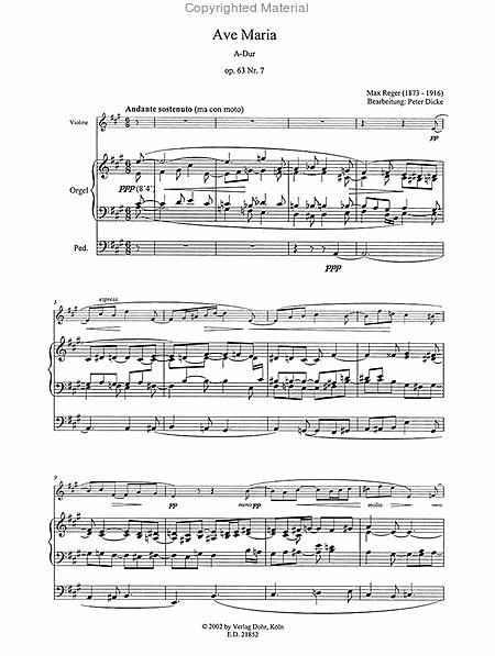 Ave Maria A-Dur op. 63/7 (für Violine und Orgel)