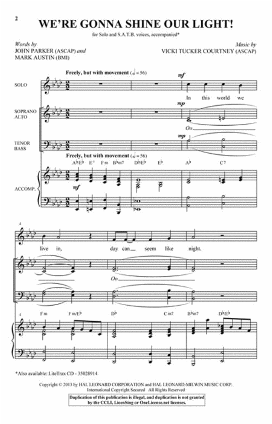 We're Gonna Shine Our Light! 4-Part scores gallery preview page 2