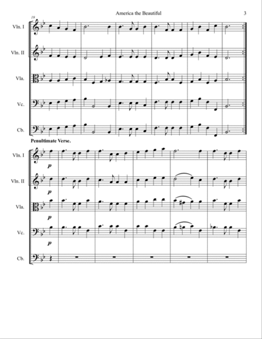 America the Beautiful America the Beautiful String Orchestra scores gallery preview page 5