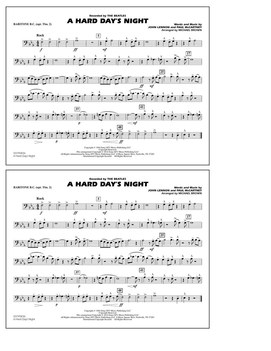 A Hard Day's Night - Baritone B.C. (Opt. Tbn. 2)
