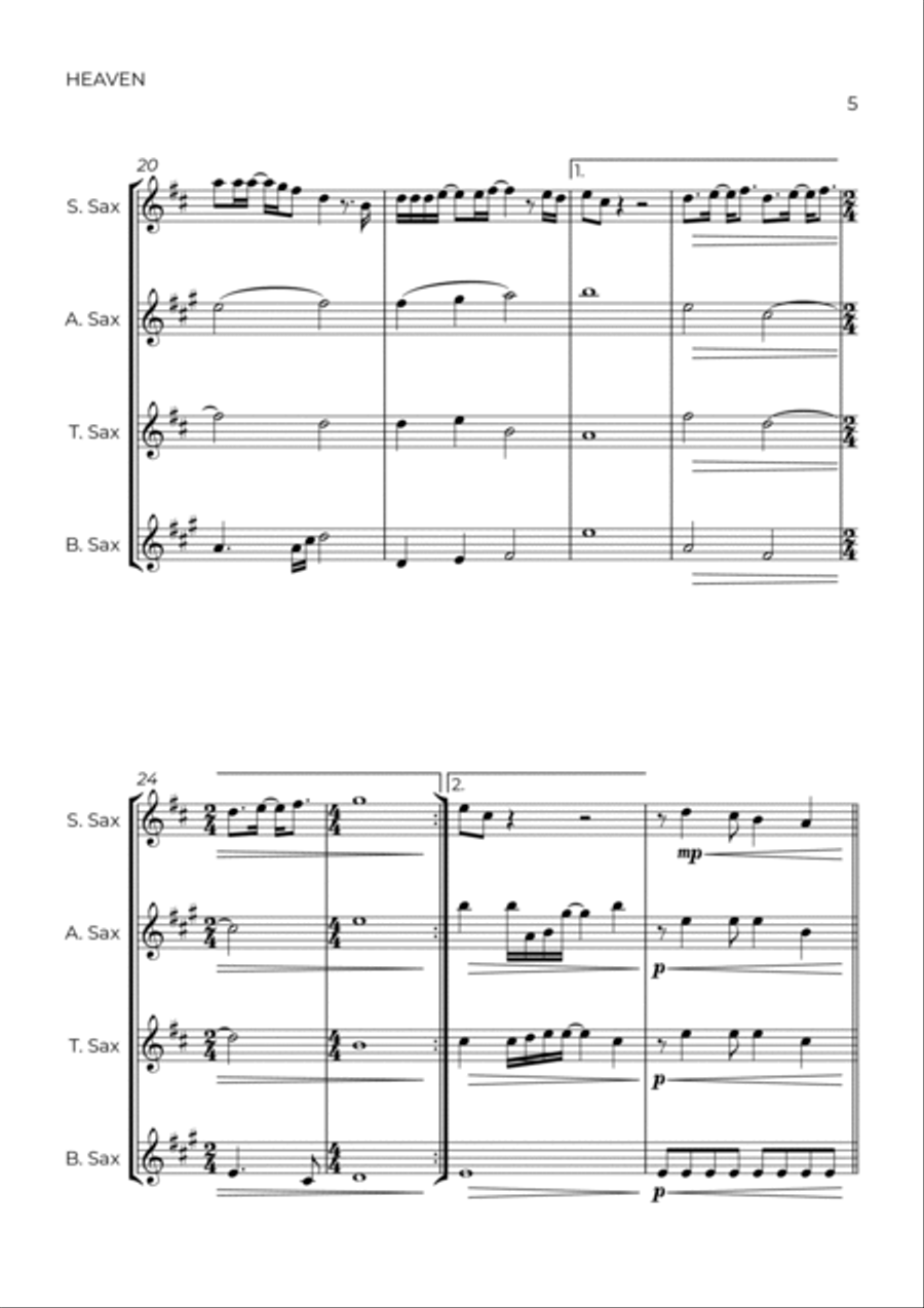 Heaven Saxophone Quartet scores gallery preview page 5