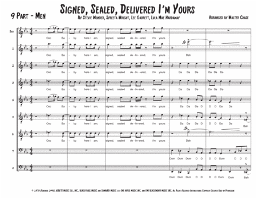 Signed, Sealed, Delivered I'm Yours TTBB scores gallery preview page 2