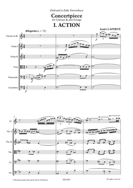 Concertpiece for Clarinet and String Orchestra (Score and Parts)