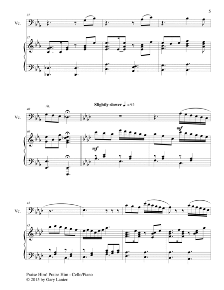 PRAISE HIM! PRAISE HIM! (Duet – Cello and Piano/Score and Part) image number null