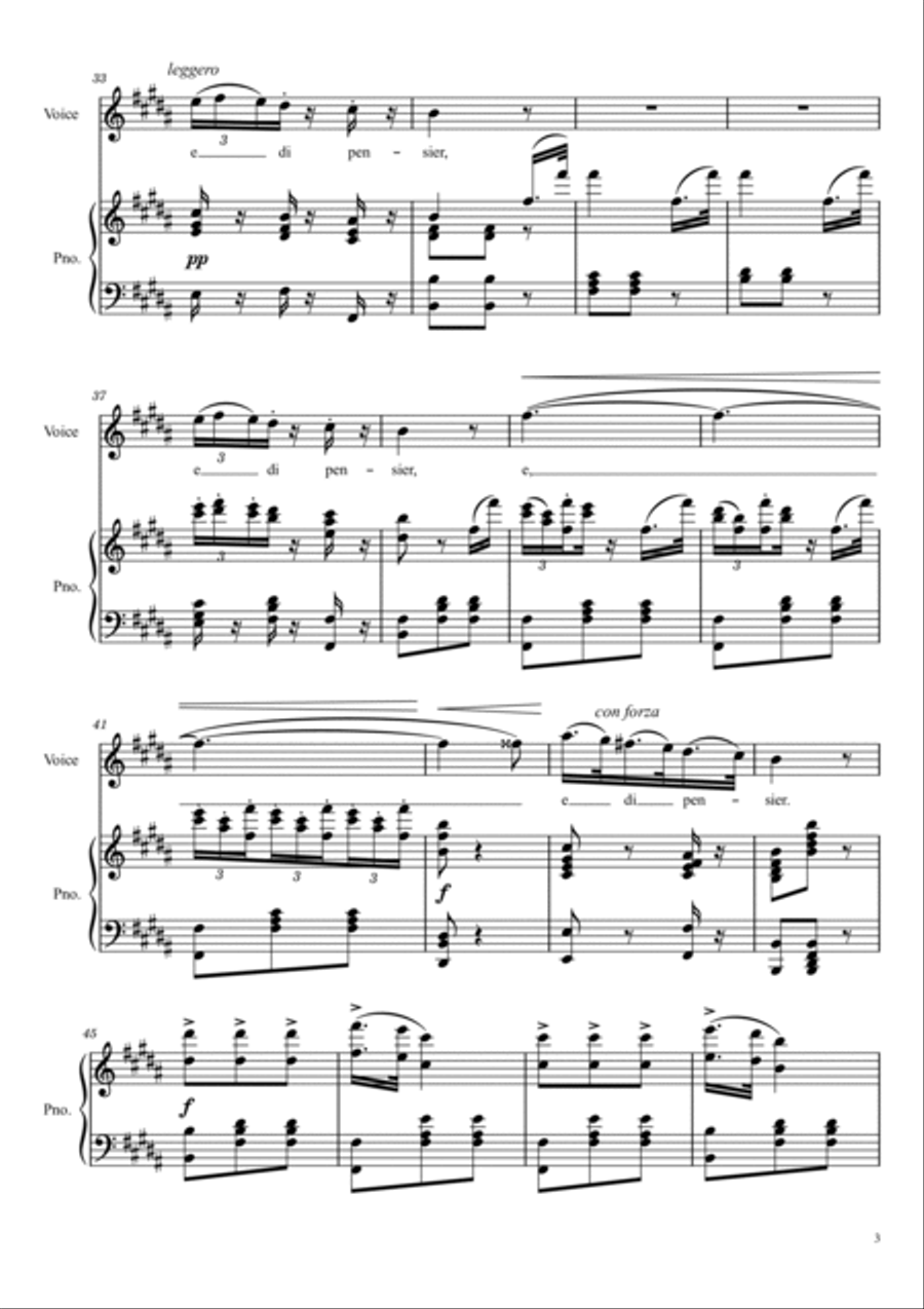 Verdi - La donna è mobile - Rigoletto: Act 3 - For Piano and Voice With Lyrics Voice scores gallery preview page 3