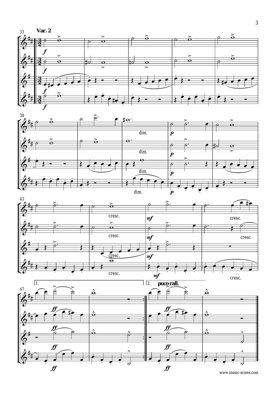 Sarabande - Sax Quartet - D minor Saxophone Quartet scores gallery preview page 3