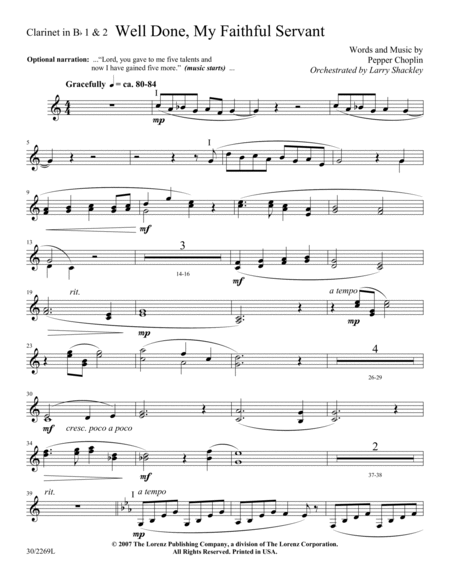 Well Done, My Faithful Servant - Orchestral Score and Parts