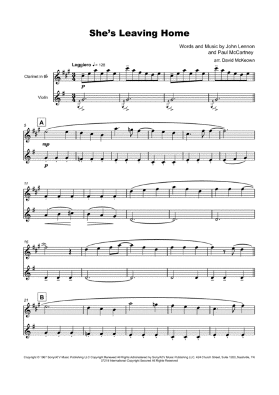 She's Leaving Home Clarinet scores gallery preview page 2