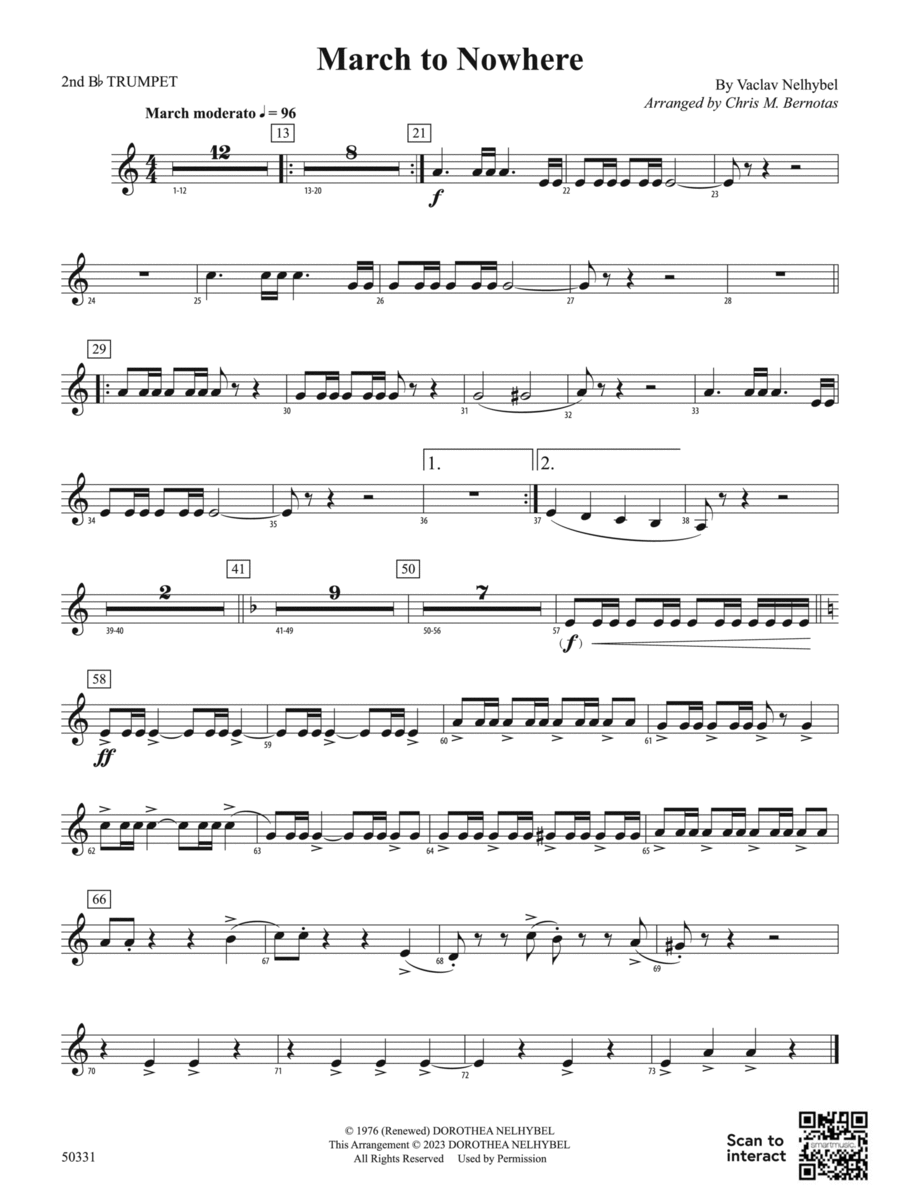 March to Nowhere: 2nd B-flat Trumpet Concert Band scores gallery preview page 1
