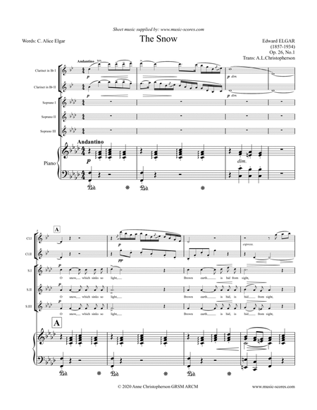 The Snow, Op.26 - SSA voices, Piano and Clarinets image number null