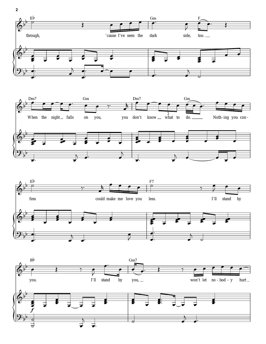 I'll Stand By You Piano, Vocal scores gallery preview page 2