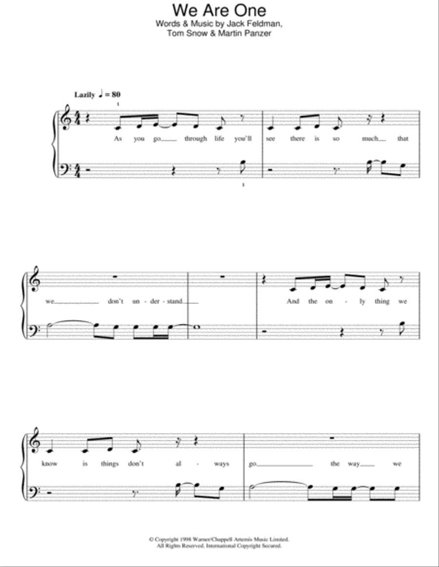 We Are One (from The Lion King II: Simba's Pride) Voice scores gallery preview page 1