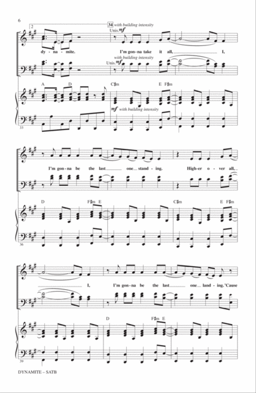 Dynamite (arr. Alan Billingsley) 4-Part scores gallery preview page 5