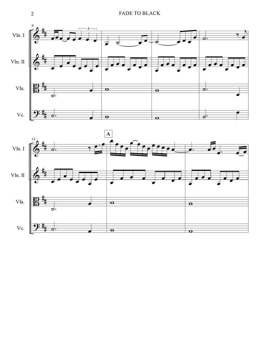 Fade To Black Fade To Black String Quartet scores gallery preview page 2