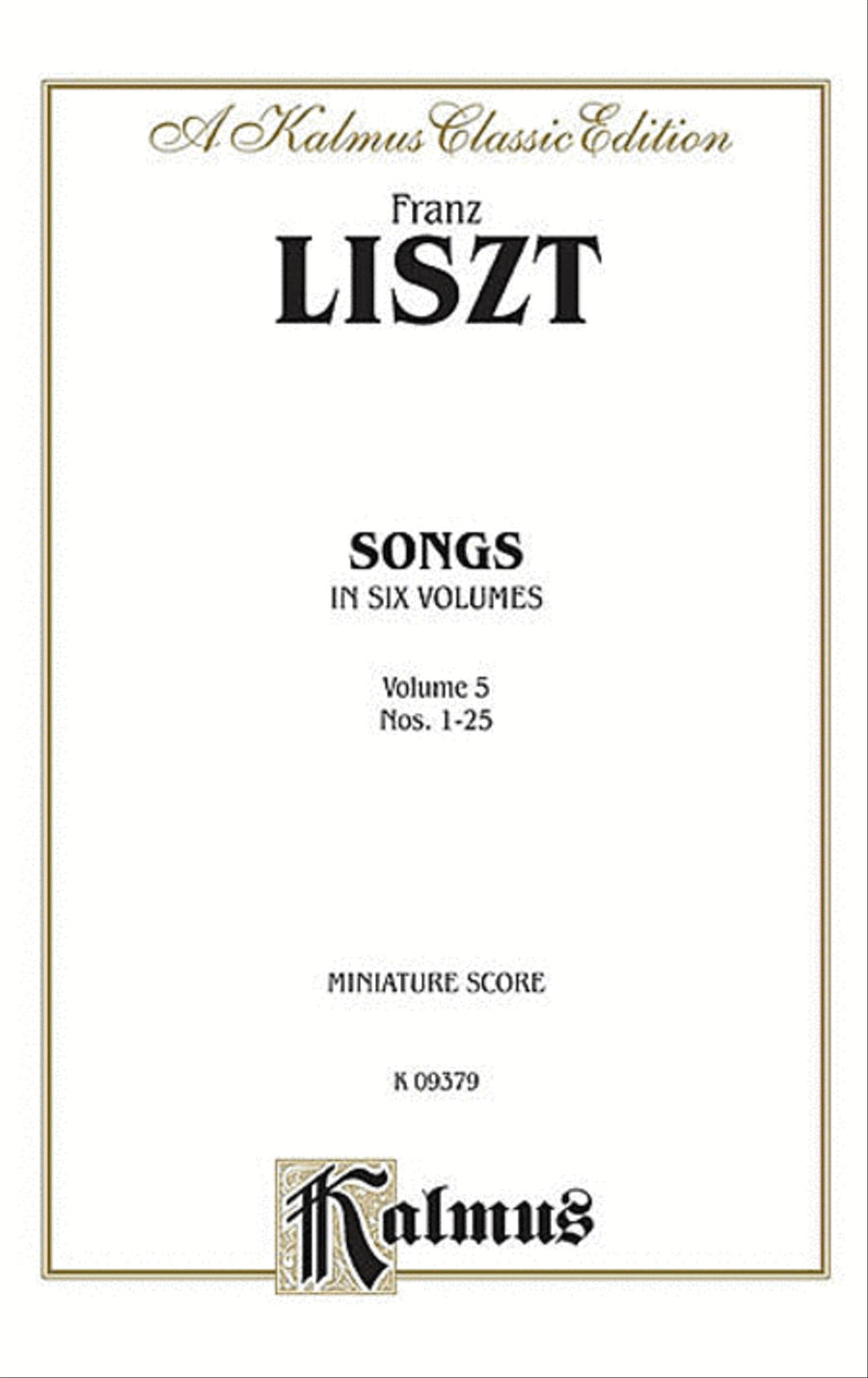 Songs by Franz Liszt Voice - Sheet Music