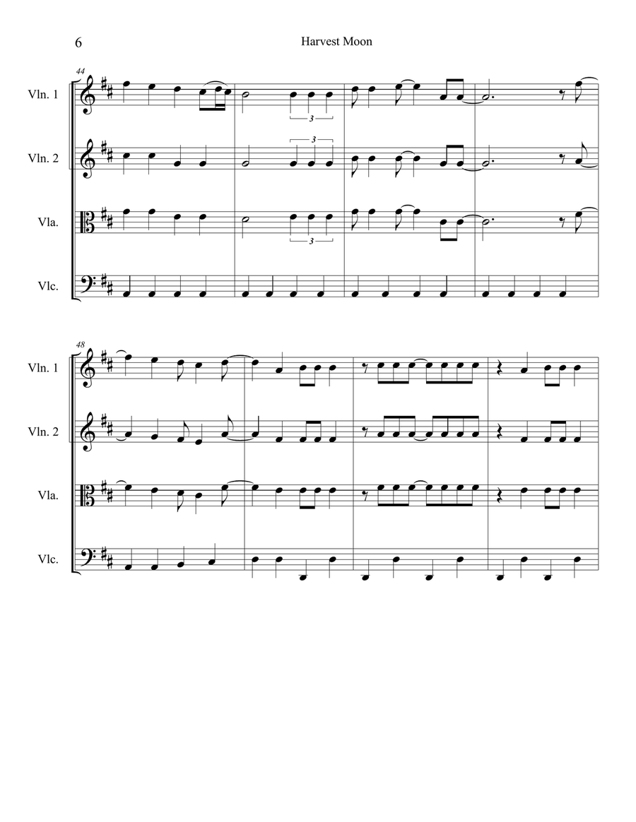 Harvest Moon String Quartet scores gallery preview page 6