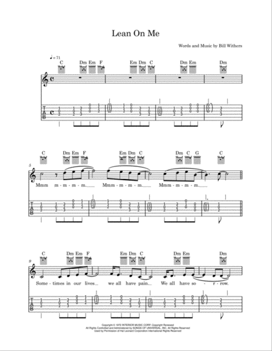 Lean On Me Guitar Solo scores gallery preview page 1