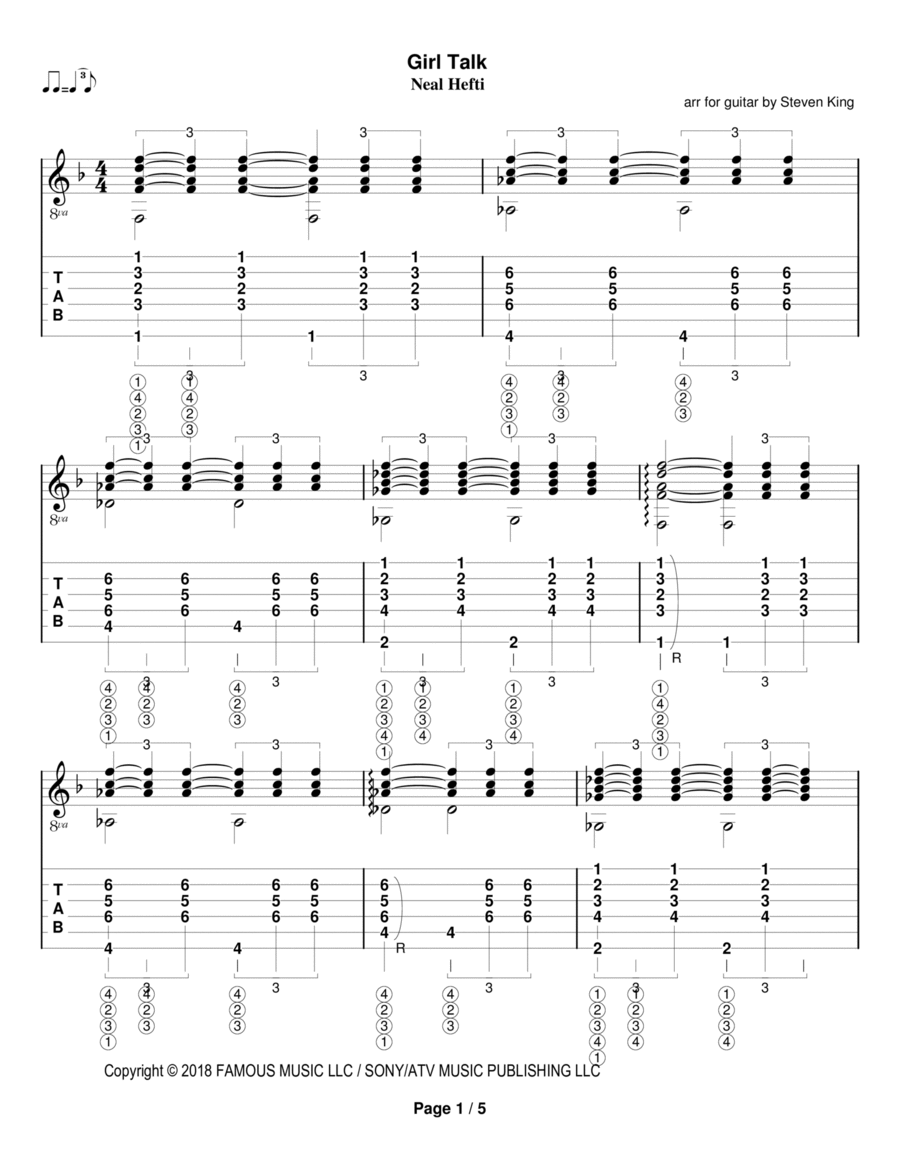 Girl Talk - Instrumental Electric Guitar scores gallery preview page 1