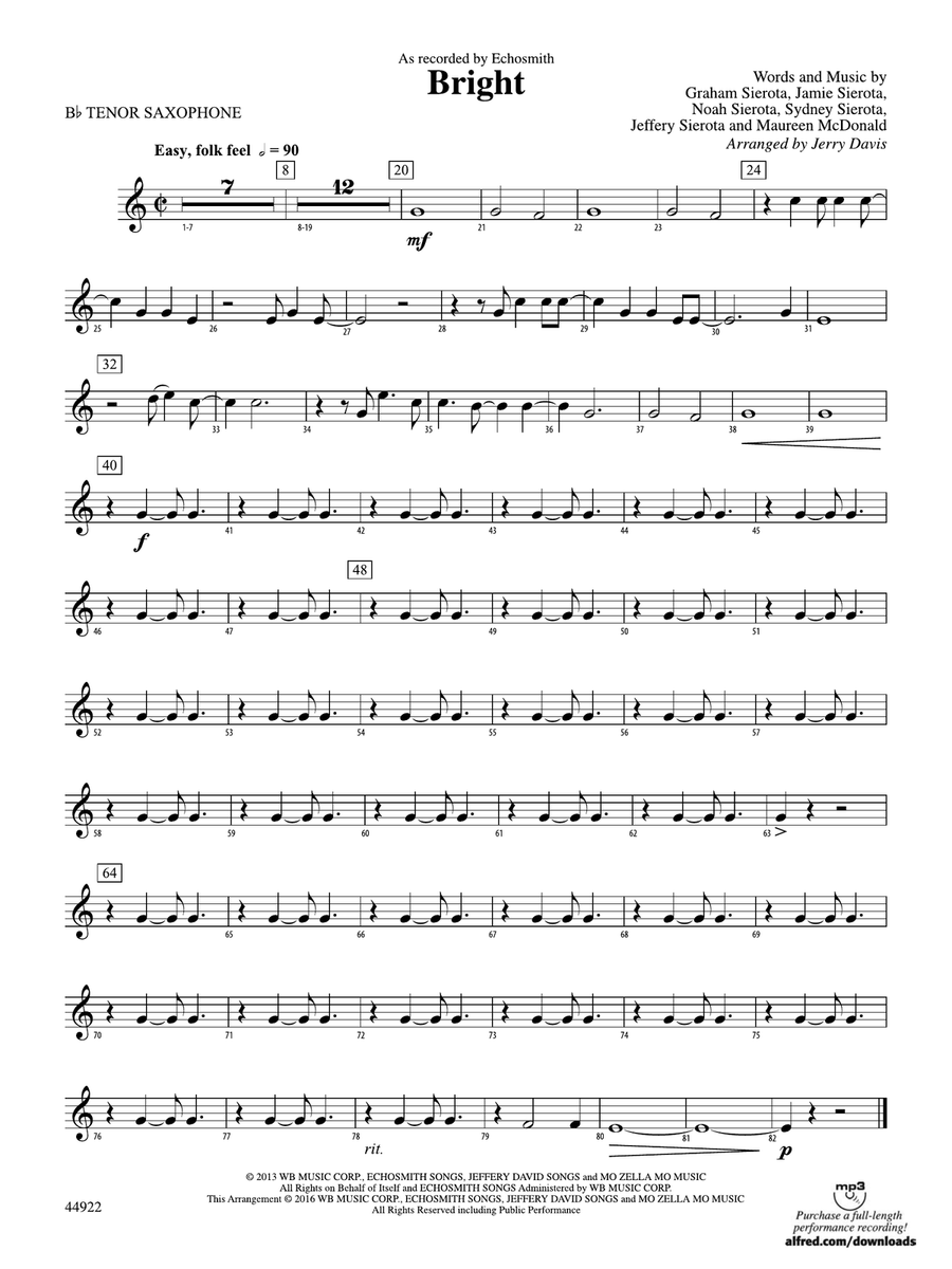 Bright: B-flat Tenor Saxophone