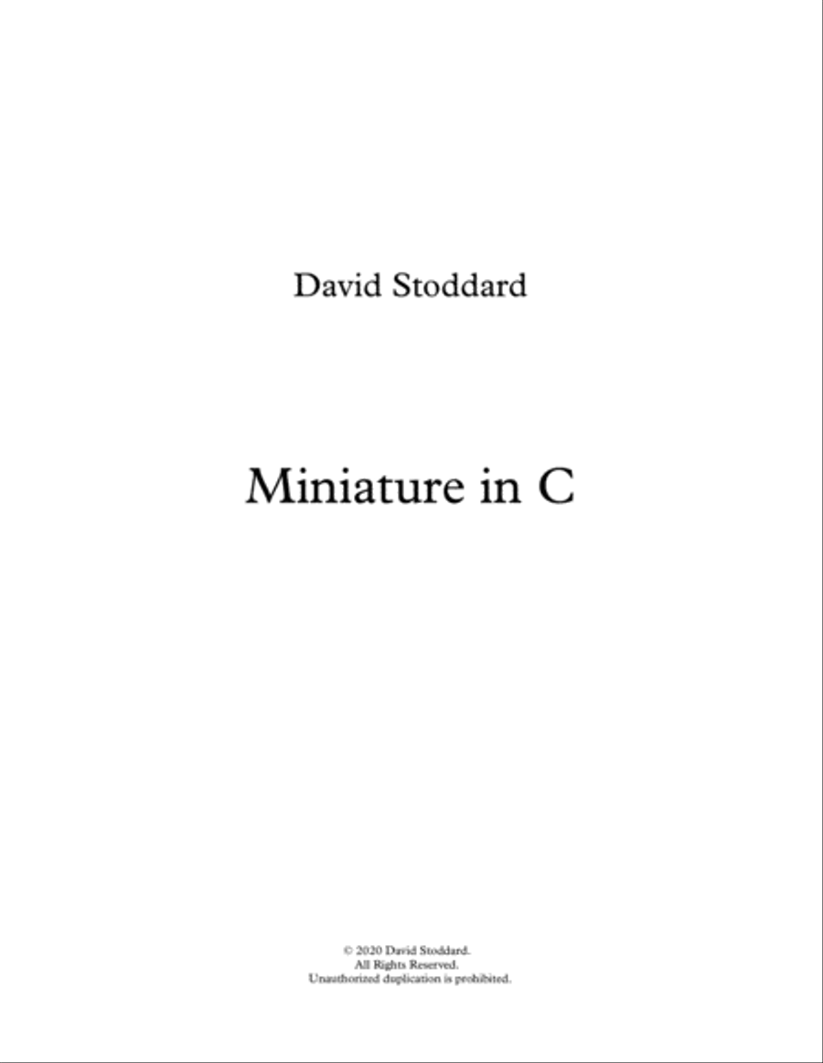 Miniature in C by David Stoddard Piano Solo scores gallery preview page 1