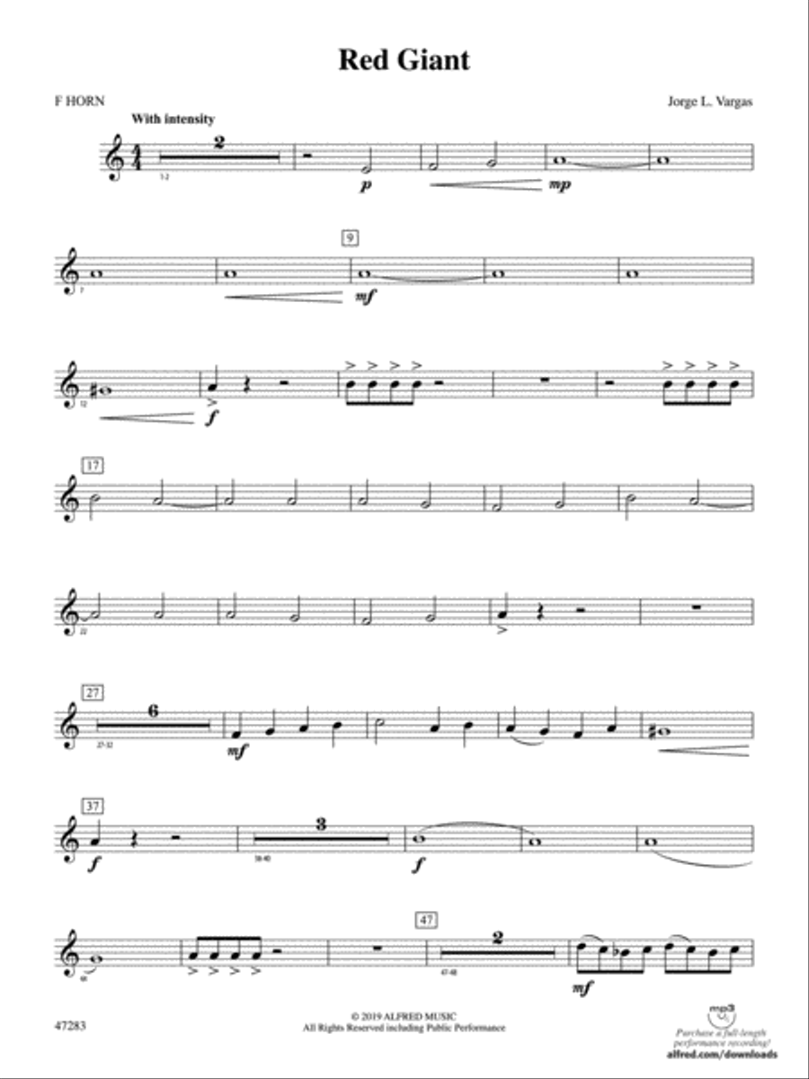 Red Giant: 1st F Horn Concert Band scores gallery preview page 1
