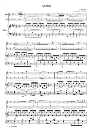 Boccherini Menuetto (String Quintet Op.13, No.5, 3rd mvt.), for piano trio, PB201