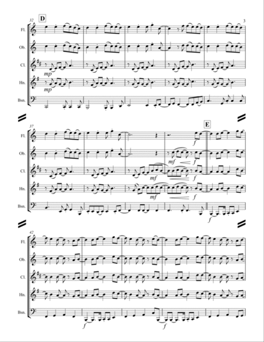 Here I Am To Worship Woodwind Quintet scores gallery preview page 4