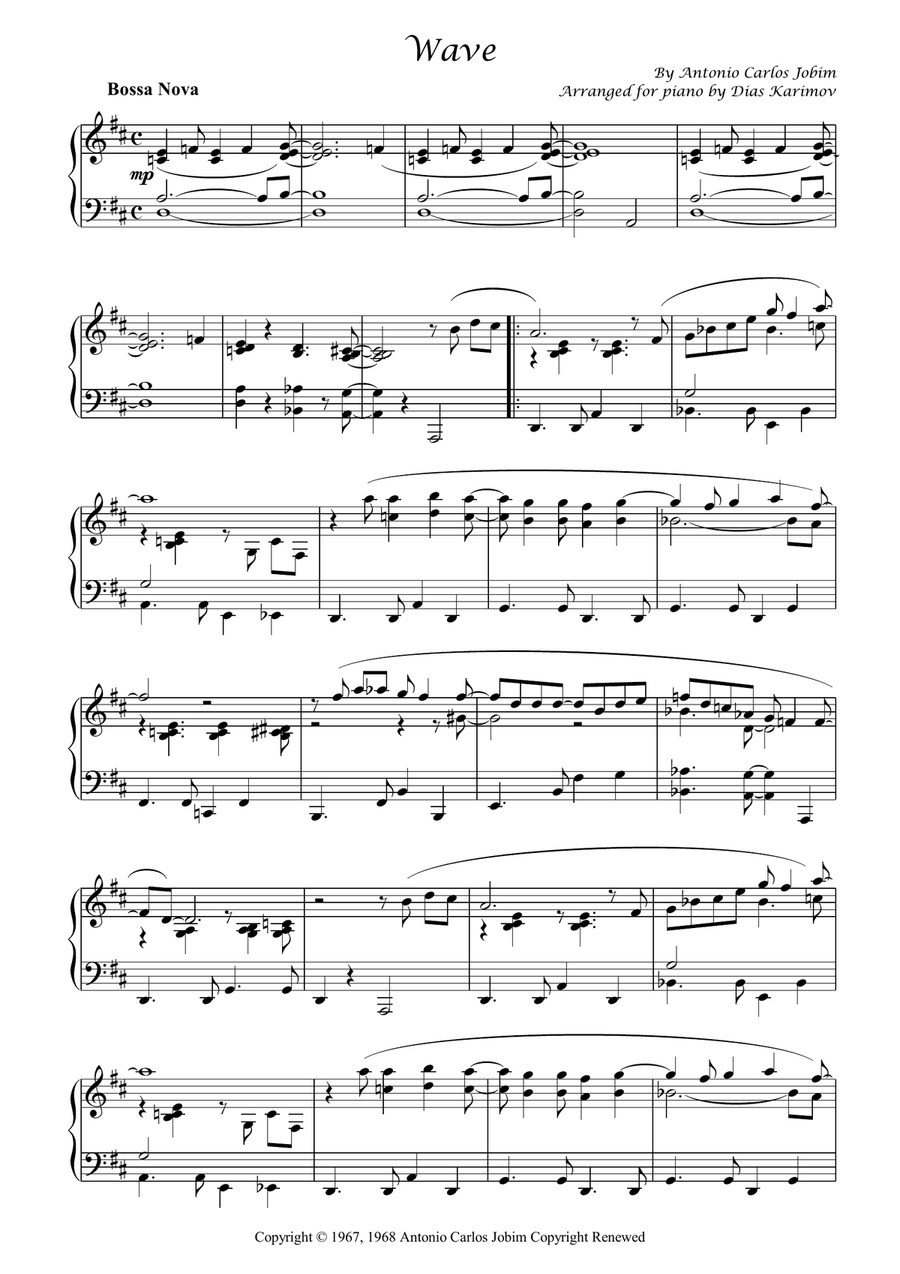 Wave Piano Solo scores gallery preview page 1