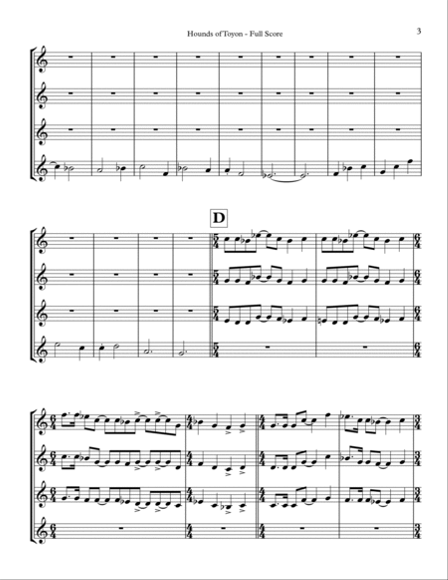 Hounds of Toyon - for 4 F Horns French Horn Quartet scores gallery preview page 3