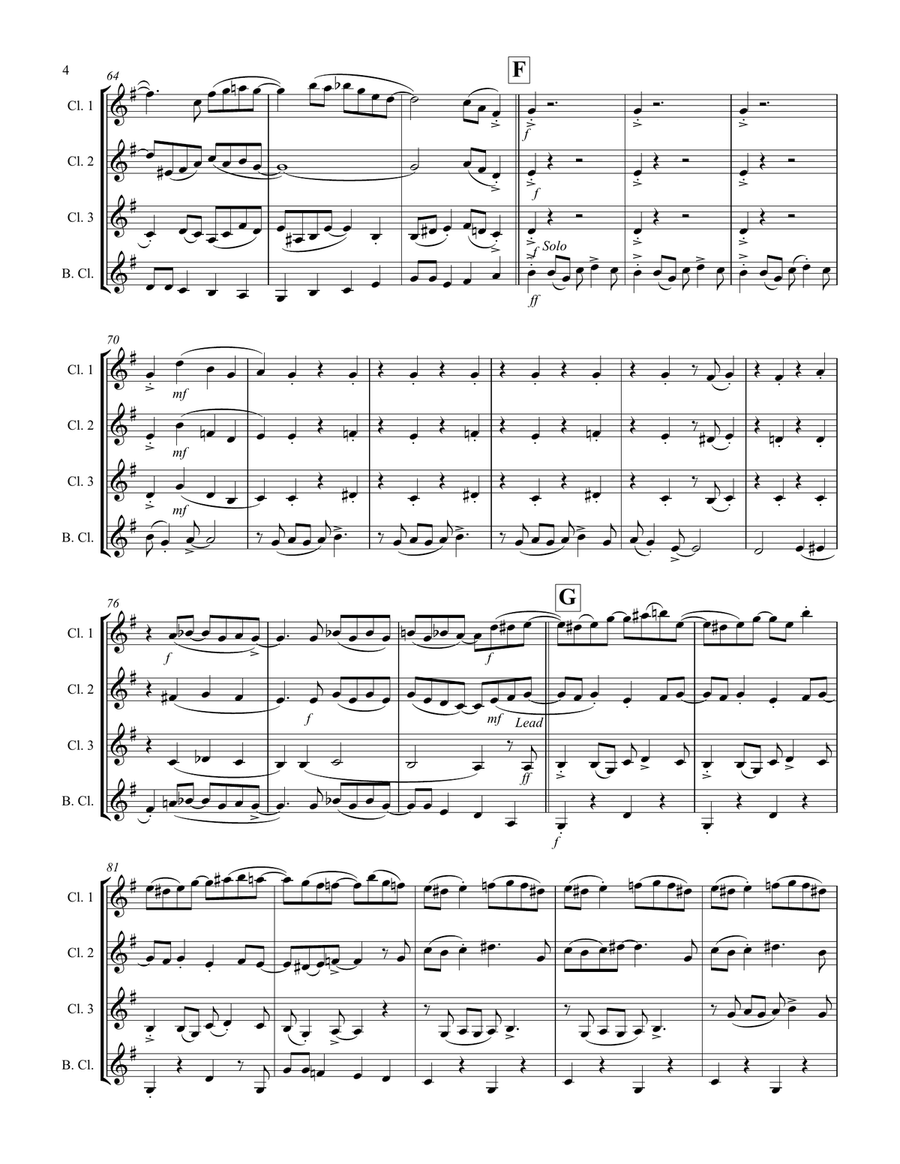 Royal Garden Blues (for Clarinet Quartet) Clarinet Quartet scores gallery preview page 5