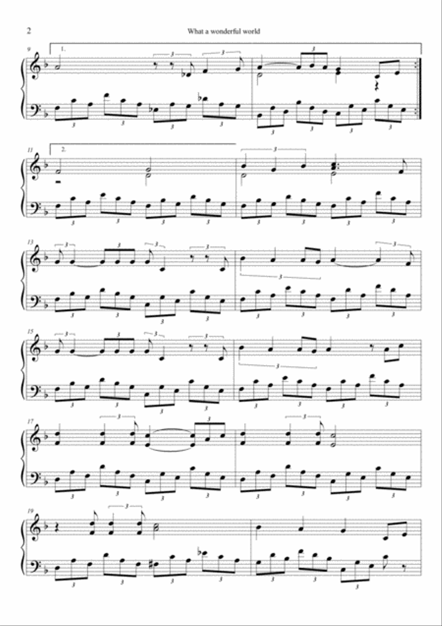 What A Wonderful World What A Wonderful World Piano Solo scores gallery preview page 2