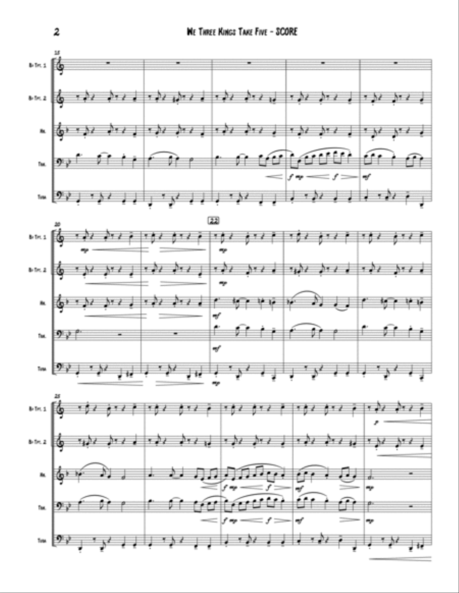 We Three Kings Take Five - brass quintet Brass Quintet scores gallery preview page 4