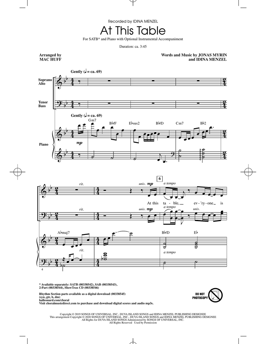 At This Table (arr. Mac Huff) 4-Part scores gallery preview page 1