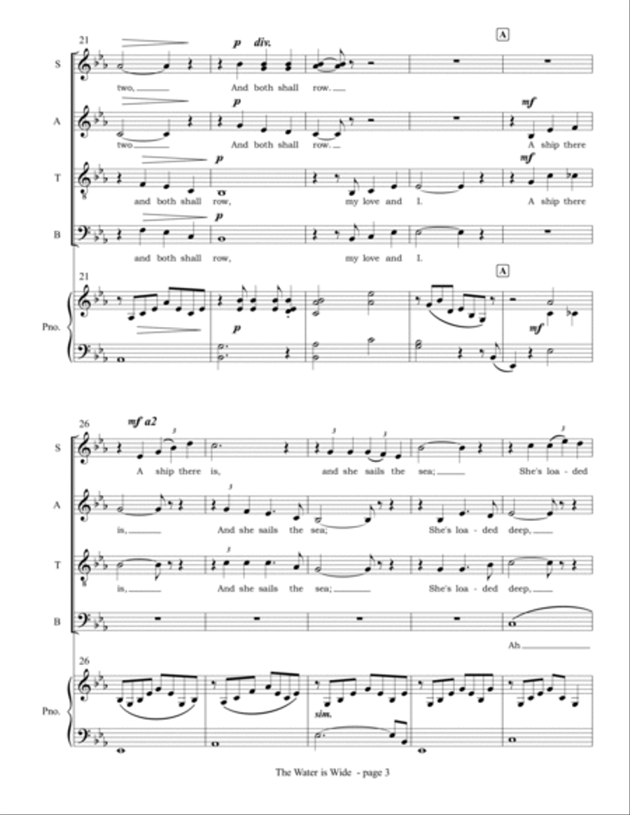 The Water is Wide (SATB choir and piano) 4-Part scores gallery preview page 4