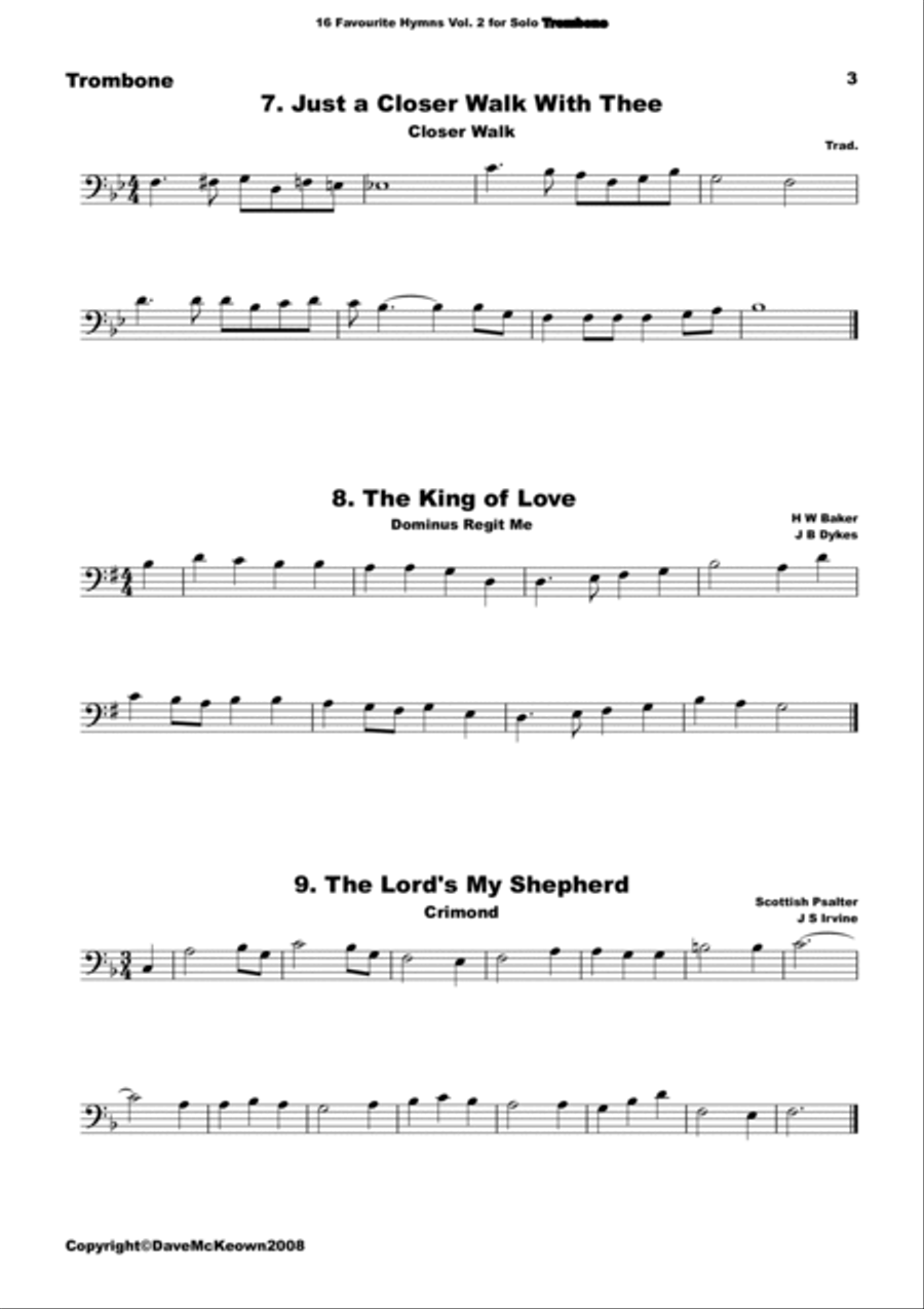 16 Favourite Hymns Vol.2 for solo Trombone Piano scores gallery preview page 3