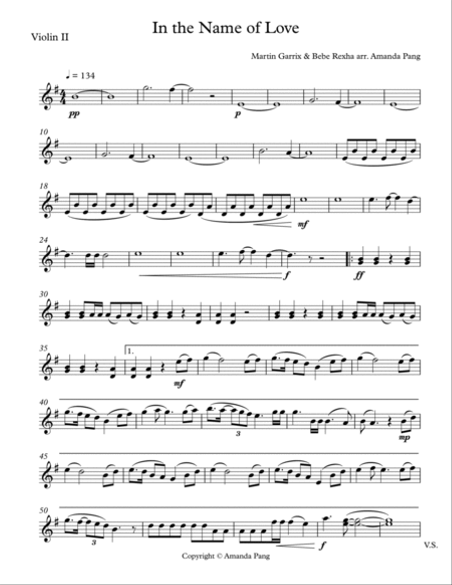 In The Name Of Love (feat. Bebe Rexha) String Quartet scores gallery preview page 3
