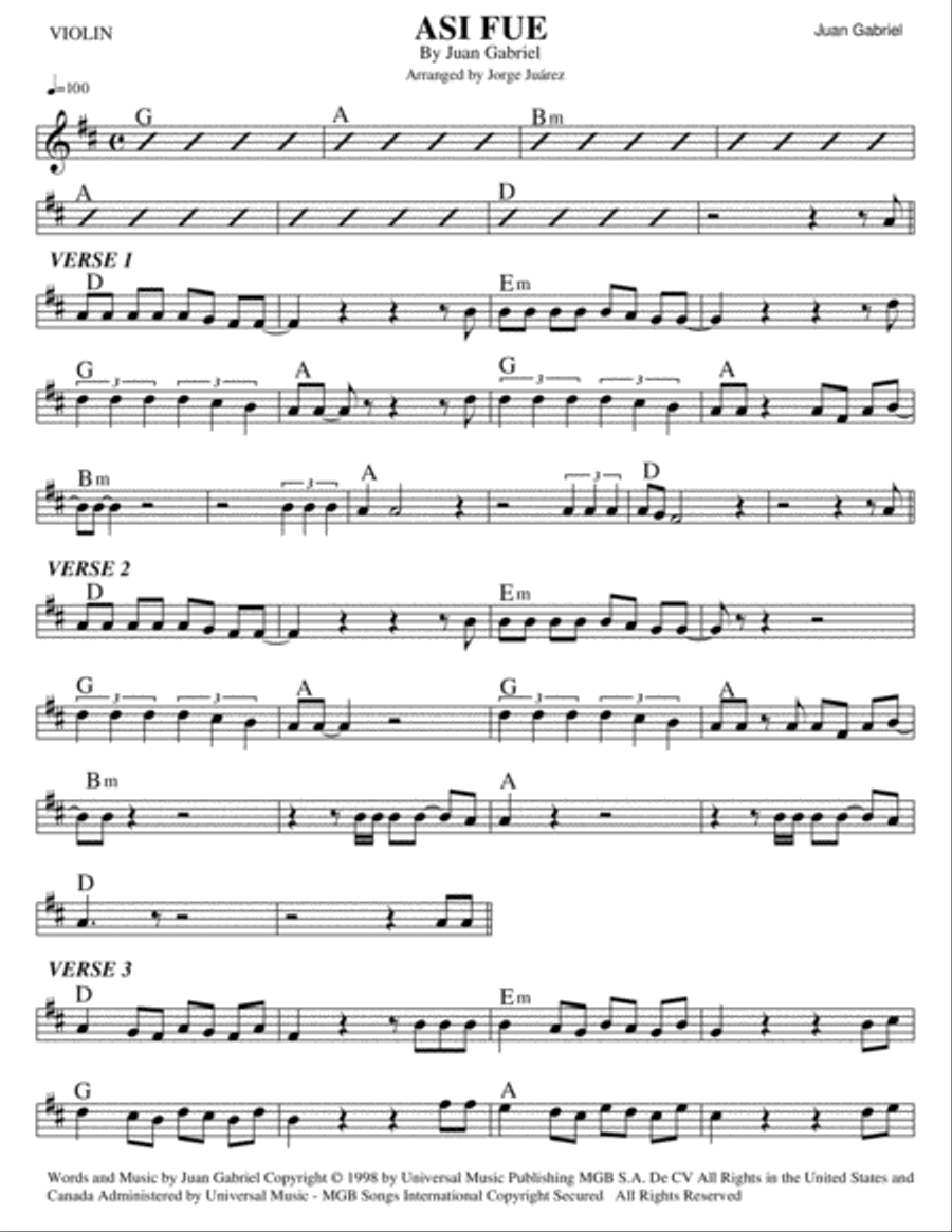 Asi Fue Violin Solo scores gallery preview page 1