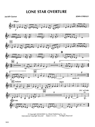Lone Star Overture: 2nd B-flat Clarinet
