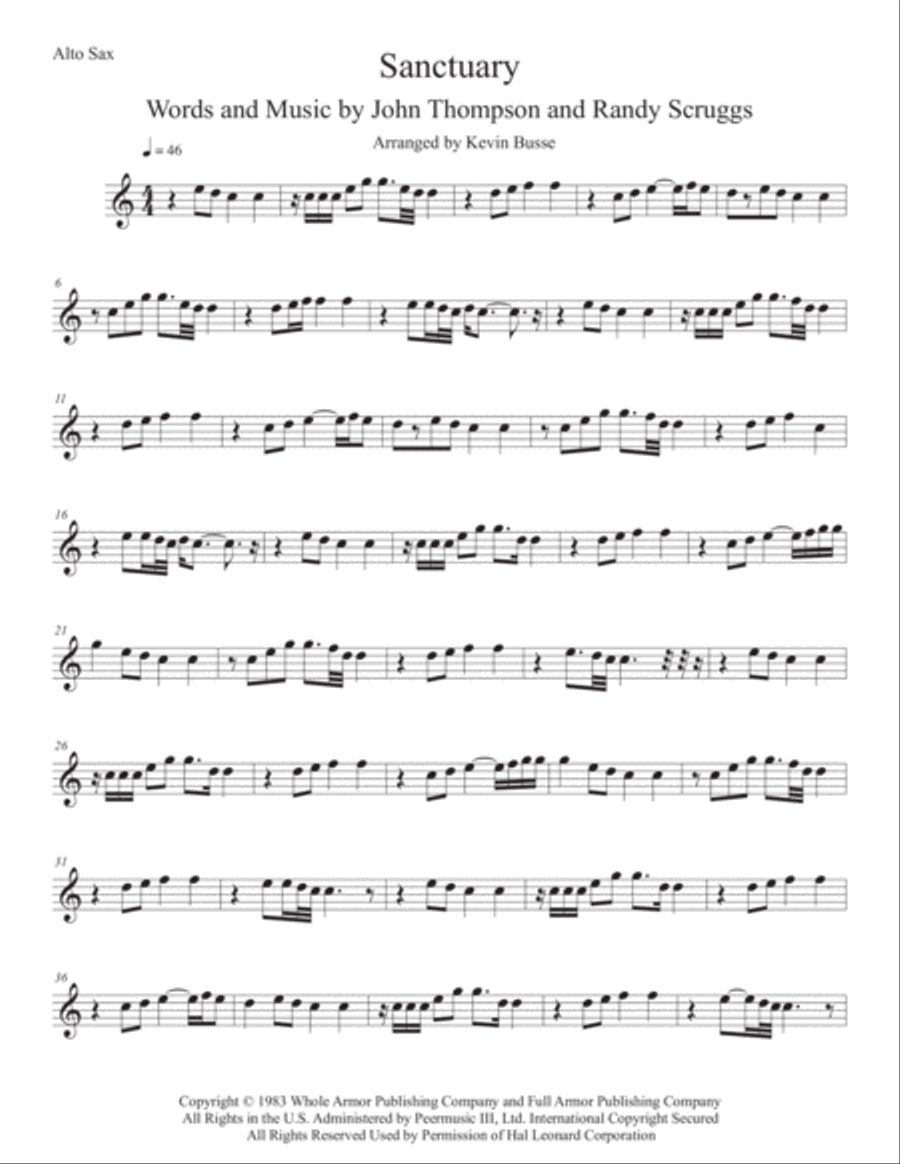 Sanctuary Alto Saxophone scores gallery preview page 1