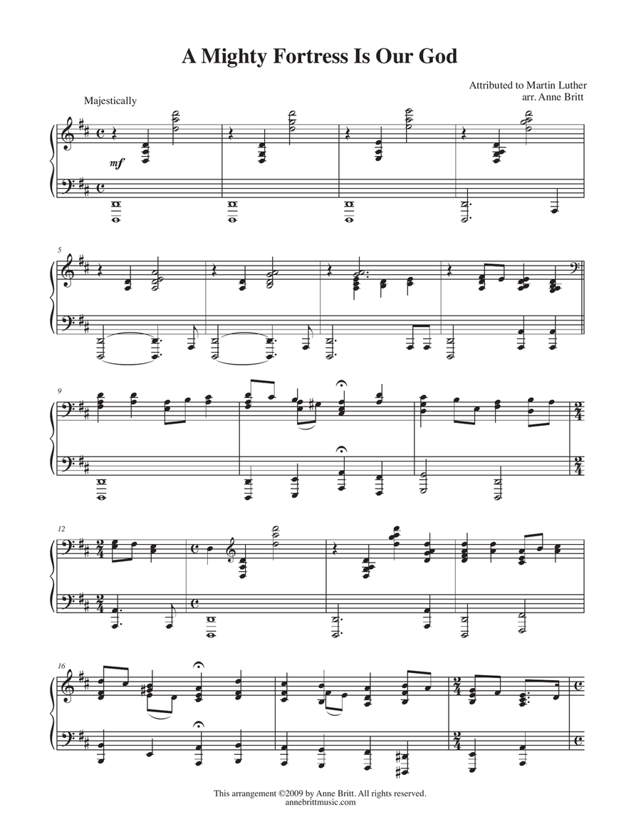 A Mighty Fortress Is Our God Piano Solo scores gallery preview page 1